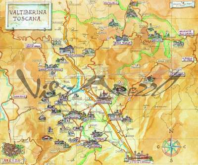 Cartina e mappa turistica della Valtiberina, itinerario cose da vedere