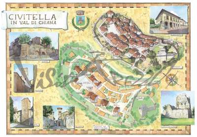 Cartina e mappa turistica di Civitella in Valdichiana, itinerario cose da vedere
