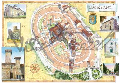 Cartina e mappa turistica di Lucignano, itinerario cose da vedere