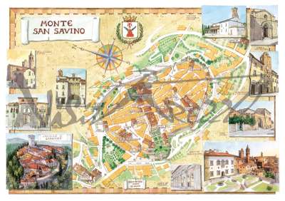 Cartina e mappa turistica di Monte San Savino, itinerario cose da vedere