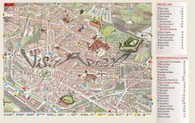Cartina e mappa turistica del centro storico di Anghiari. Mappa disegnata a volo d’uccello