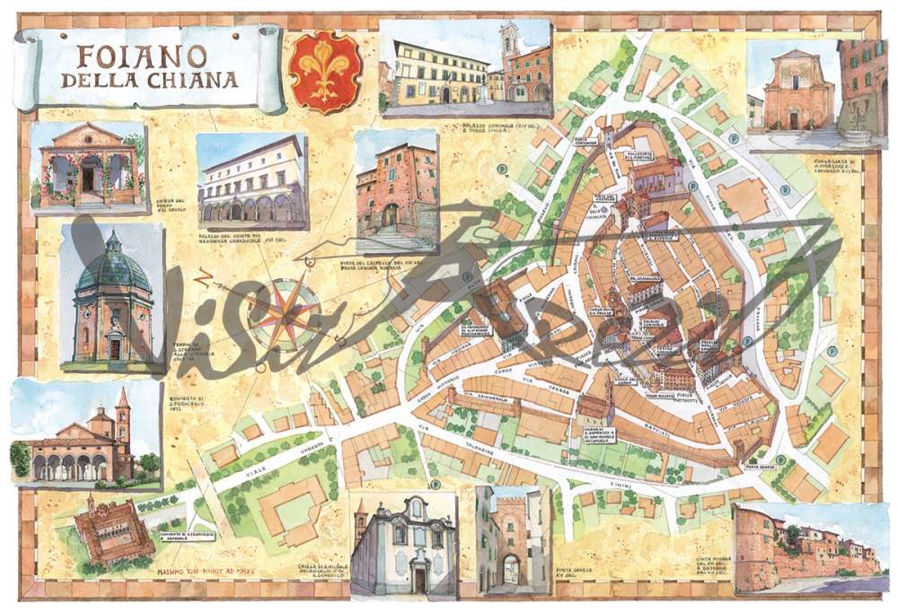 Cartina e mappa turistica di Foiano della Chiana, itinerario cose da vedere