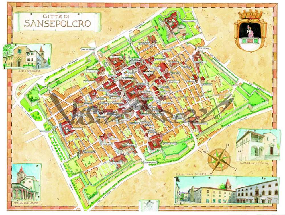 Cartina e mappa turistica di Sansepolcro, itinerario cose da vedere