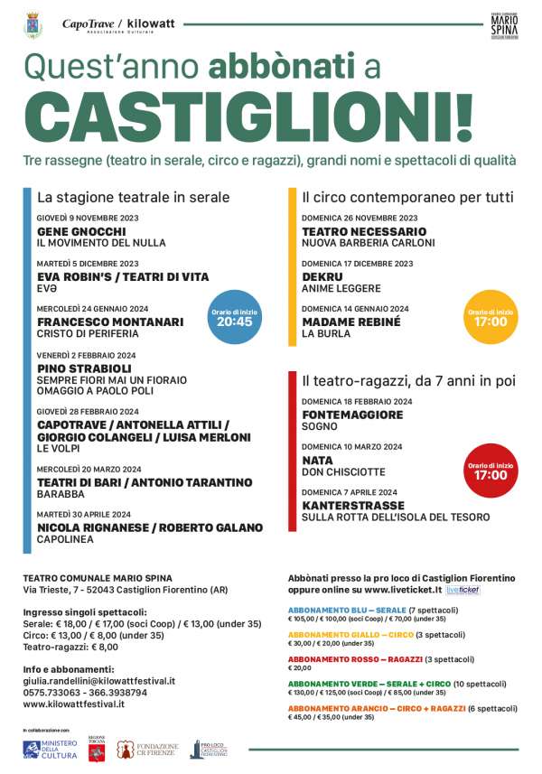 Riparte la stagione teatrale al Teatro comunale Mario Spina di Castiglion Fiorentino